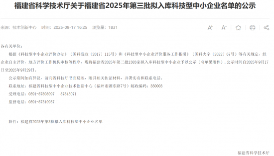 再添新譽！三明數(shù)字城服入選省2025年科技型中小企業(yè)